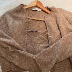 Zara cardigan and matching crop top in size small.